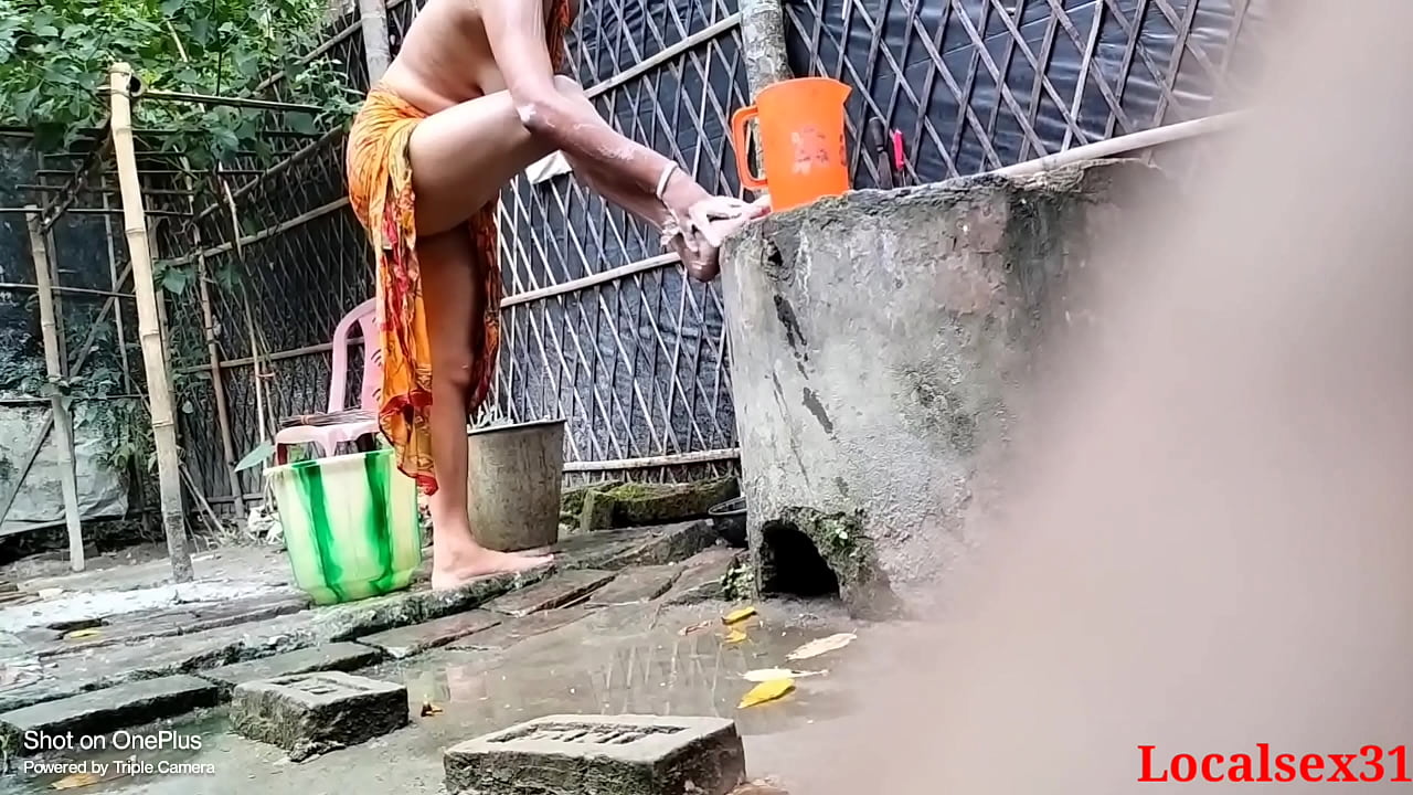 Indian Wife Bathing outside before fucking
