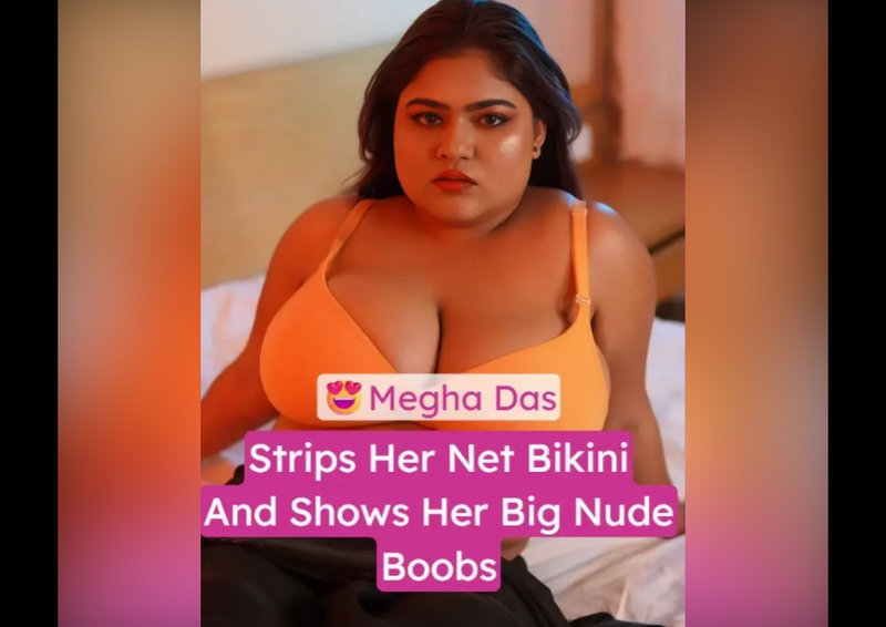 Megha Das Naked Strips Black Net Bikini and Tease Her Huge Boobs