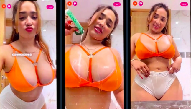 ADITI MISTRY Latest LIVE Leaked Banana Blowjob, Pouring Lassi on her Big Tits & Juicy Pussy Saying “Oops Dikh rha hai guys”